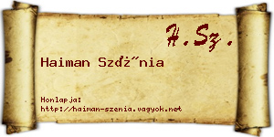 Haiman Szénia névjegykártya